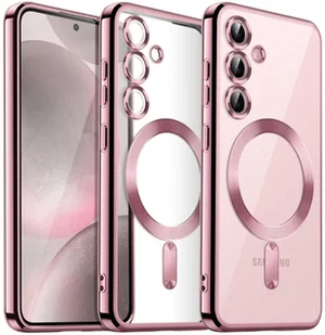 Etui Magnetyczne Supero do Samsung Galaxy A55 Magsafe, przezroczyste z różową ramką - Etui i futerały do telefonów - miniaturka - grafika 1