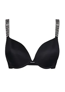 Marilyn Poupée damski biustonosz Mon Bijou Secret delikatne wkładki push-up, gładkie ramiączka, czarny, czarny, 80D - Biustonosze - miniaturka - grafika 1