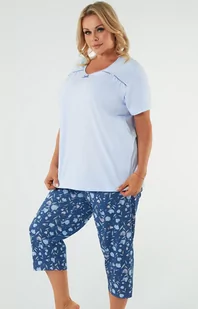 Piżama damska na krótki rękaw i 3/4 spodnie Agalia, Kolor niebiesko-błękitny, Rozmiar M, Italian Fashion - Intymna - Piżamy damskie - miniaturka - grafika 1