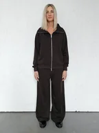 Komplety damskie - Katya bluza na zamek i spodnie z przeszyciem czekoladowy - miniaturka - grafika 1