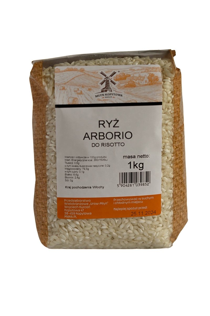 Ryż Arborio Do Risotto 1kg Młyn Kopytowa Naturalny Ryż