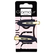 Pozostałe akcesoria fryzjerskie - Glamour Spinki do włosów Czarne 2szt - miniaturka - grafika 1