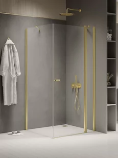 Kabina prysznicowa New Trendy New Soleo 90x100 prostokątna złota uniwersalna K-1854 - Kabiny prysznicowe - miniaturka - grafika 1