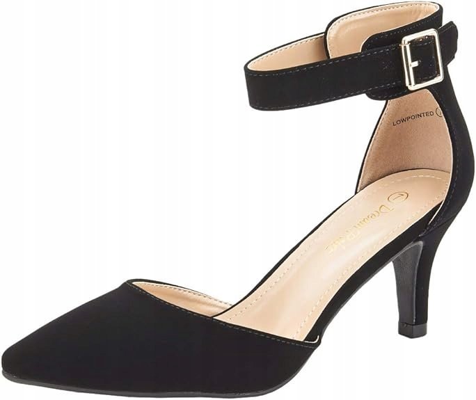 Czółenka damskie Sandały na szpilkach eleganckie ślubne Czarny zamsz 38 EUR