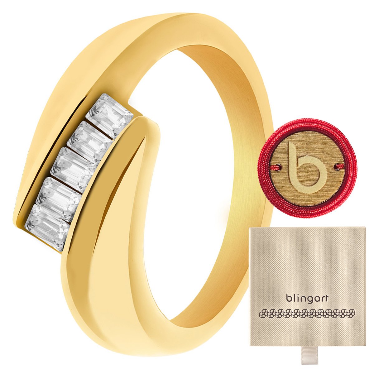 Obrączka damska pozłacana cyrkonie stal chirurgiczna BLINGART