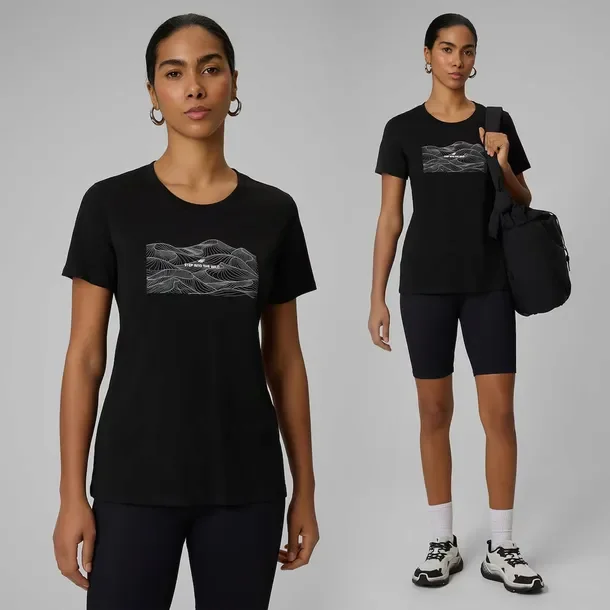 Koszulka Damska 4F T-shirt Regular Bawełna Sportowy Z Nadrukiem Czarny XXL