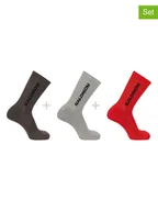 Skarpetki męskie - SALOMON Skarpety funkcyjne (3 pary) w kolorze beżowym, brązowym i czerwonym - miniaturka - grafika 1