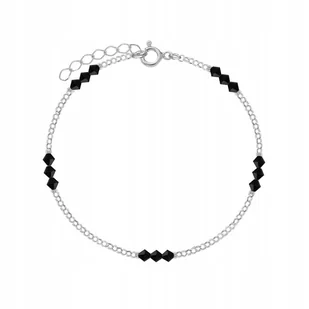 Bransoletka Srebrna na nogę Kryształy Łańcuszek Srebrny Prezent ŻYCZENIA - Bransoletki - miniaturka - grafika 1