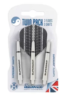 Harrows Twin Pack shafty Supergrip + piórka Supergrip (white) - Dart - miniaturka - grafika 1