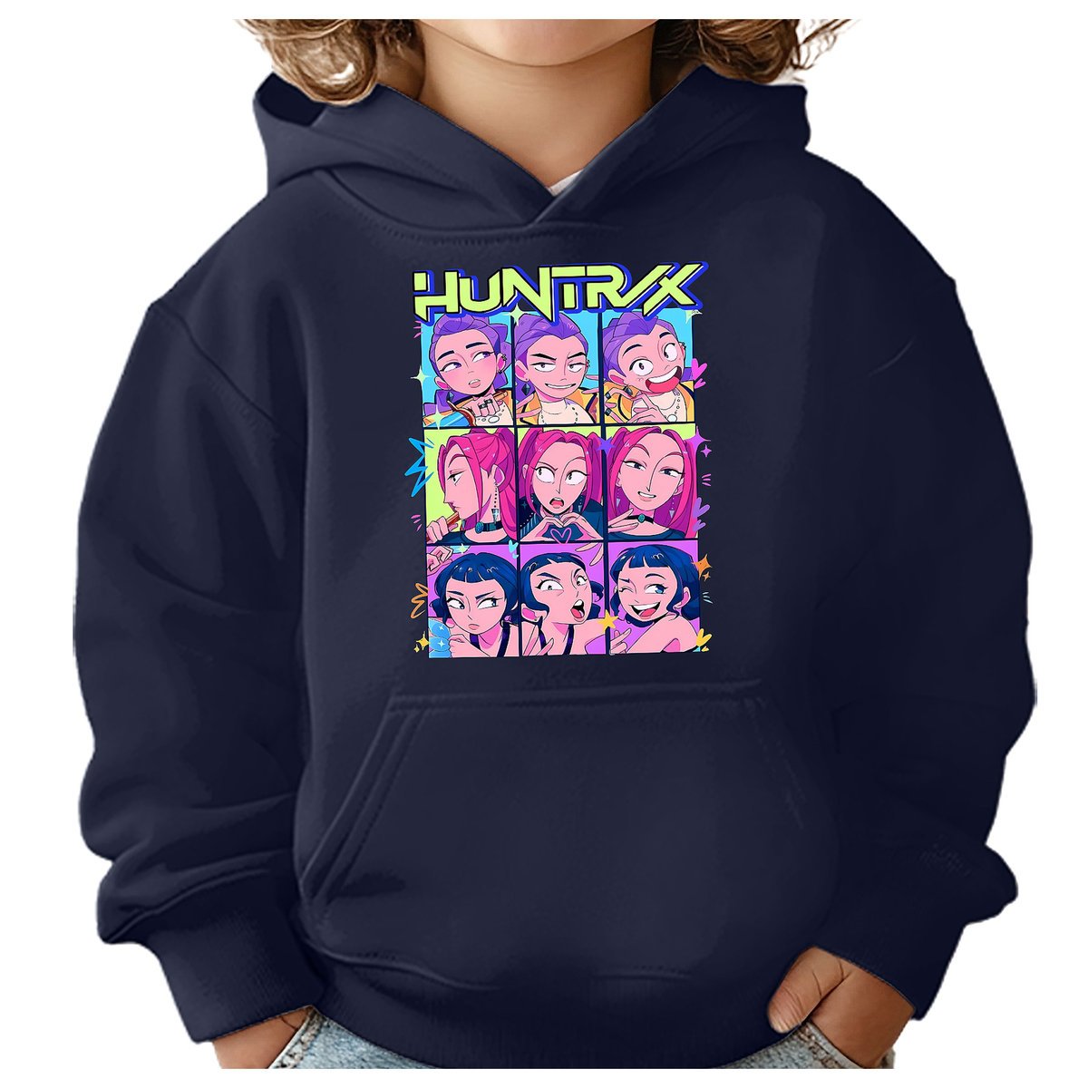 BLUZA DZIECIĘCA K-POPOWE ŁOWCZYNIE DEMONÓW HUNTRIX 110-116 Z KAPTUREM