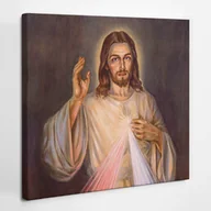 Ikony i obrazy sakralne - Miłosierdzie Jezusa Miłosierny - obraz polycanvas, 40x40 - miniaturka - grafika 1