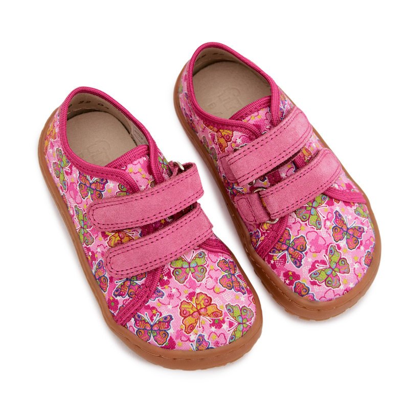 Kapcie Dziecięce Barefoot Motyle Froddo Canvas G1700440-11 Różowe 33-33