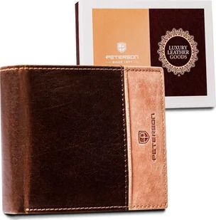 Peterson Skórzany dwukolorowy portfel męski Peterson NoSize - Portfele - miniaturka - grafika 1
