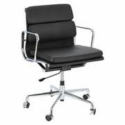 Fotele i krzesła biurowe - D2.Design CH Fotel biurowy inspirowany EA217 skóra 59x60 cm chrom/czarny 27751 - miniaturka - grafika 1