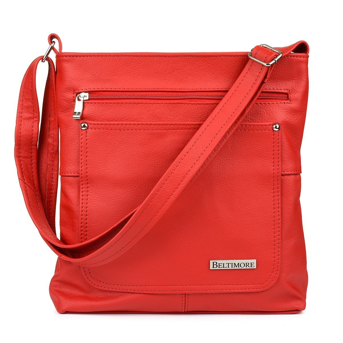Czerwony Beltimore duża damska torebka skórzana A4 pojemna 974 czerwony