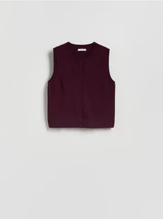 Reserved - Dzianinowa kamizelka - ciemnofioletowy - Marynarki i żakiety damskie - miniaturka - grafika 1