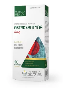 Medica Herbs, Astaksantyna, zdrowa skóra, 6mg - Włosy, skóra, paznokcie - miniaturka - grafika 1