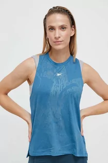 Koszulki sportowe damskie - Reebok top treningowy kolor niebieski - grafika 1