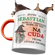 Kubki - Kubek Pomarańczowy dla Sebastiana Kolegi Prezent z Nadrukiem ze Zdjęciem + Opakowanie na prezent (wzór 04) - miniaturka - grafika 1