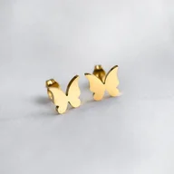 Kolczyki - Kolczyki złote motylki małe wkrętki ze stali chirurgicznej - miniaturka - grafika 1