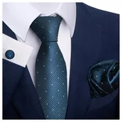 Krawaty i muchy męskie - Elegancki zestaw krawat + poszetka + spinki do mankietów - miniaturka - grafika 1