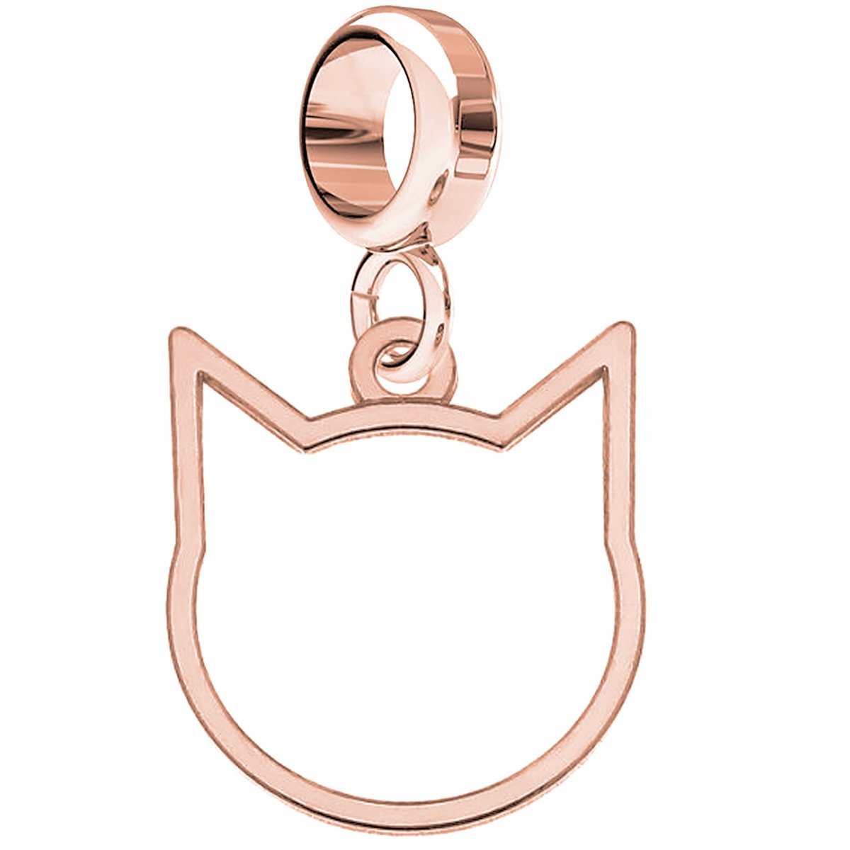 Charms Pozłacany Blaszka z Głową Kota Zwierzę Kot Kotek Pupil SREBRO 925