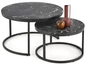 Ławy i stoliki kawowe - Zestaw loftowych stolików czarny kawowych marmur R5-T44 - miniaturka - grafika 1