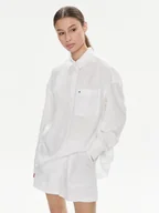 Koszule damskie - Tommy Jeans Koszula DW0DW17987 Biały Relaxed Fit - miniaturka - grafika 1