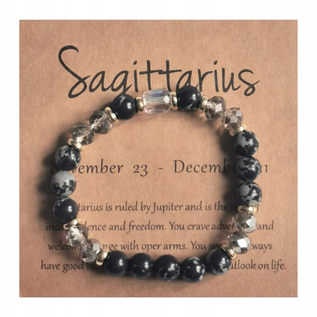 Bransoletka Zodiakalna Strzelec Elastyczna Kamienie Kryształ Energia