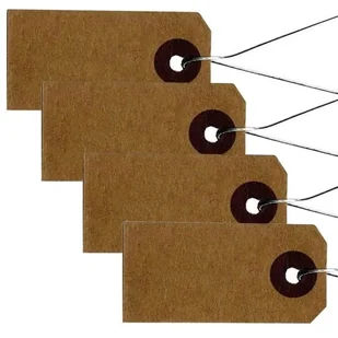 100 etykiet kraftowych 4 x 2 cm z metalowym drutem - Akcesoria do pakowania - miniaturka - grafika 1