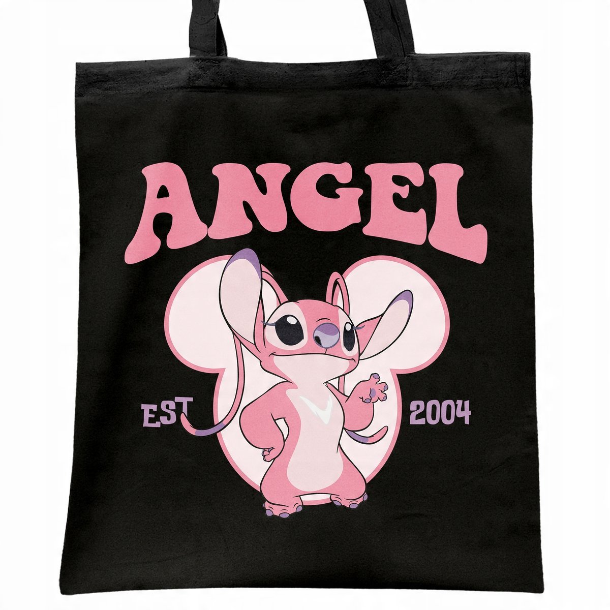 Torba bawełniana czarna na zakupy Stitch Lilo i Stich Dla Fanów