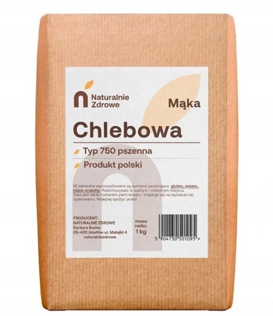 Mąka pszenna chlebowa typ 750 1kg Naturalnie Zdrowe