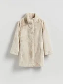 Płaszcze damskie - Reserved - Płaszcz z imitacji futra - złamana biel - miniaturka - grafika 1