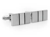 Spinki do mankietów i krawatów - Prostokątne srebrne spinki do mankietów N171 - miniaturka - grafika 1