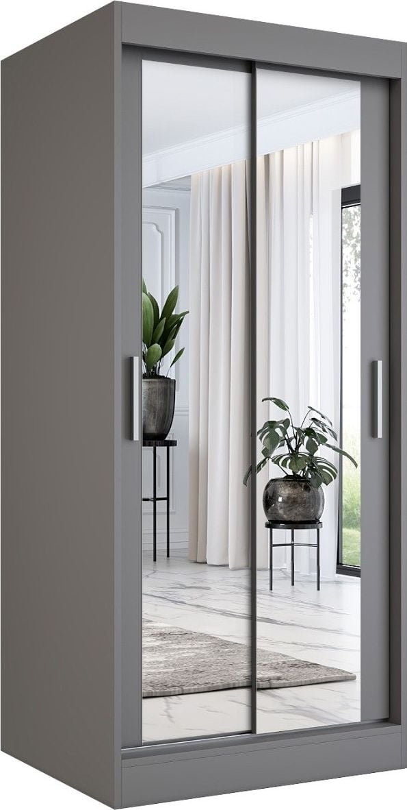 MKPOL Szafa przesuwna MODUO COMFORT 90 antracyt z dwoma lustrami