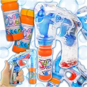 Bańki mydlane - PISTOLET DO BANIEK MYDLANYCH AUTOMAT ZABAWKA PODŚWIETLANY + 2 PŁYNY - miniaturka - grafika 1