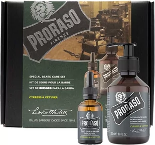 Proraso Zestaw prezentowy Cypress & Vetyver - olejek i szampon do brody - Zestawy kosmetyków męskich - miniaturka - grafika 1