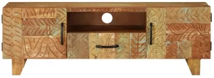 vidaXL Ręcznie rzeźbiona szafka pod TV, 120x30x40 cm, drewno odzyskane - Szafki RTV - miniaturka - grafika 1