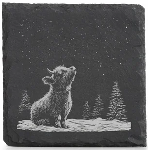 Podkładki kamienne pod Kubek x4 Ozdobne Cielątko Krówka Święta śnieg - Ozdoby bożonarodzeniowe - miniaturka - grafika 1