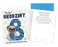 Kartki okolicznościowe i zaproszenia - Karnet B6 Urodziny 8 piesek - Kukartka - miniaturka - grafika 1