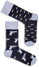 Skarpetki męskie nie do pary z pistoletami i nabojami czarne Milena - Skarpetki męskie - miniaturka - grafika 1