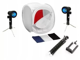 Zestaw MASSA Namiot Bezcieniowy 40cm / 2x Lampa 50w + Statyw Do Telefonu - Tła fotograficzne - miniaturka - grafika 1