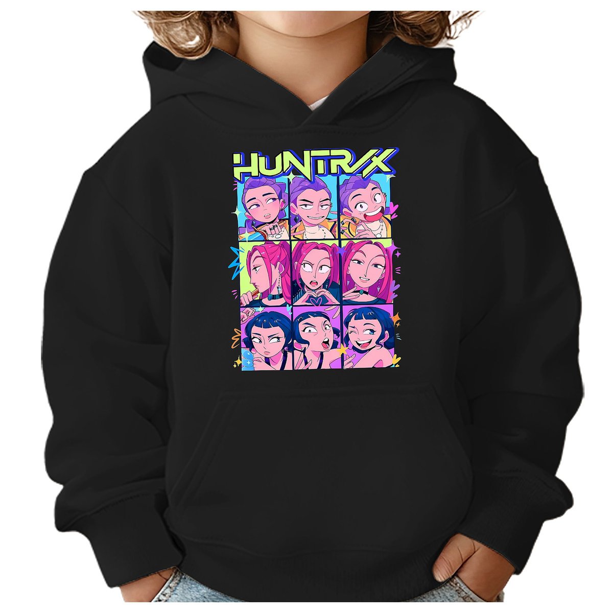 BLUZA DZIECIĘCA K-POPOWE ŁOWCZYNIE DEMONÓW HUNTRIX 146-152 Z KAPTUREM