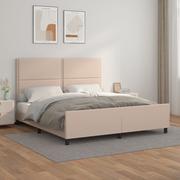 Łóżka - Lumarko Rama łóżka z zagłówkiem, cappuccino, 160x200 cm, sztuczną skórą - miniaturka - grafika 1