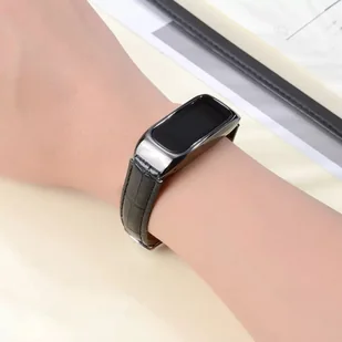Pasek Eko Skóra Eco Leather Braders do Oppo Band czarny - Smartband - miniaturka - grafika 5