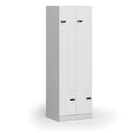Szafki biurowe - Szafka ubraniowa metalowa Z, 4 szafki, 1850 x 600 x 500 mm, zamek zamek mechaniczny z kodem, drzwi laminowane, biała - miniaturka - grafika 1