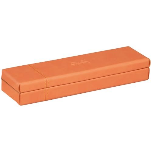 Rhodia 319784C Piórnik (21 x 5,5 x 3 cm, praktyczny i trwały, imitacja skóry, elegancki, odpowiedni do biura) 1 sztuka, mandarynkowy