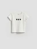 Bluzki dla niemowląt - Reserved - Bawełniany t-shirt z nadrukiem - złamana biel - miniaturka - grafika 1