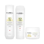 Szampony do włosów - Goldwell DUALSENSES RICH REPAIR Szampon 250 ml + Odżywka 200 ml + Kuracja 200 ml 0000052703 - miniaturka - grafika 1