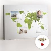Tablice i flipcharty - Korkowa Tablica 100x70 cm - Akwarele mapa świata + Metaliczne Pinezki - miniaturka - grafika 1